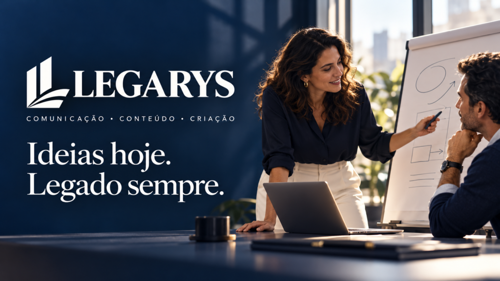 LEGARYS — Comunicação, conteúdo e criação. Ideias hoje. Legado sempre. Equipe em planejamento criativo.