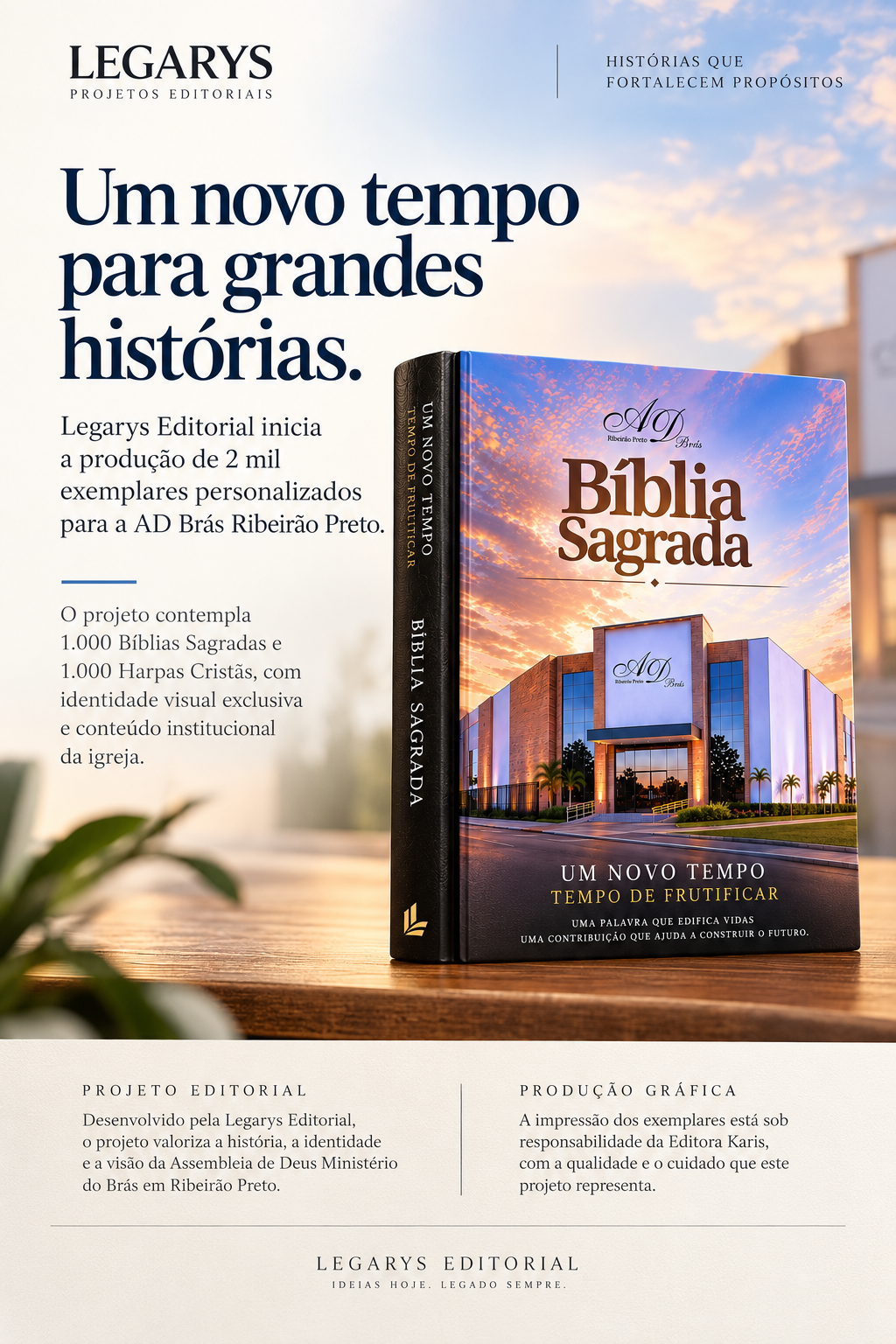 Legarys Editorial inicia produção de 2 mil exemplares personalizados para a AD Brás Ribeirão Preto