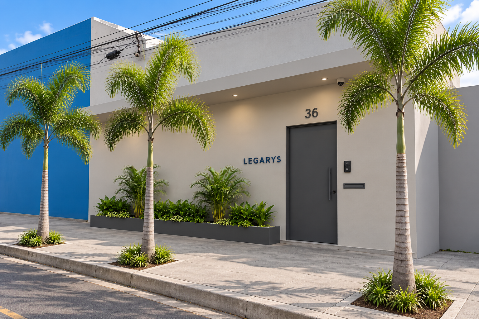 Imagem ilustrativa do projeto da fachada da LEGARYS — vista lateral